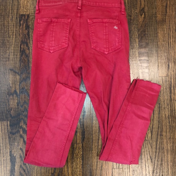 Rag & Bone Red Distressed Skinny Jeans - Picture 8 of 9